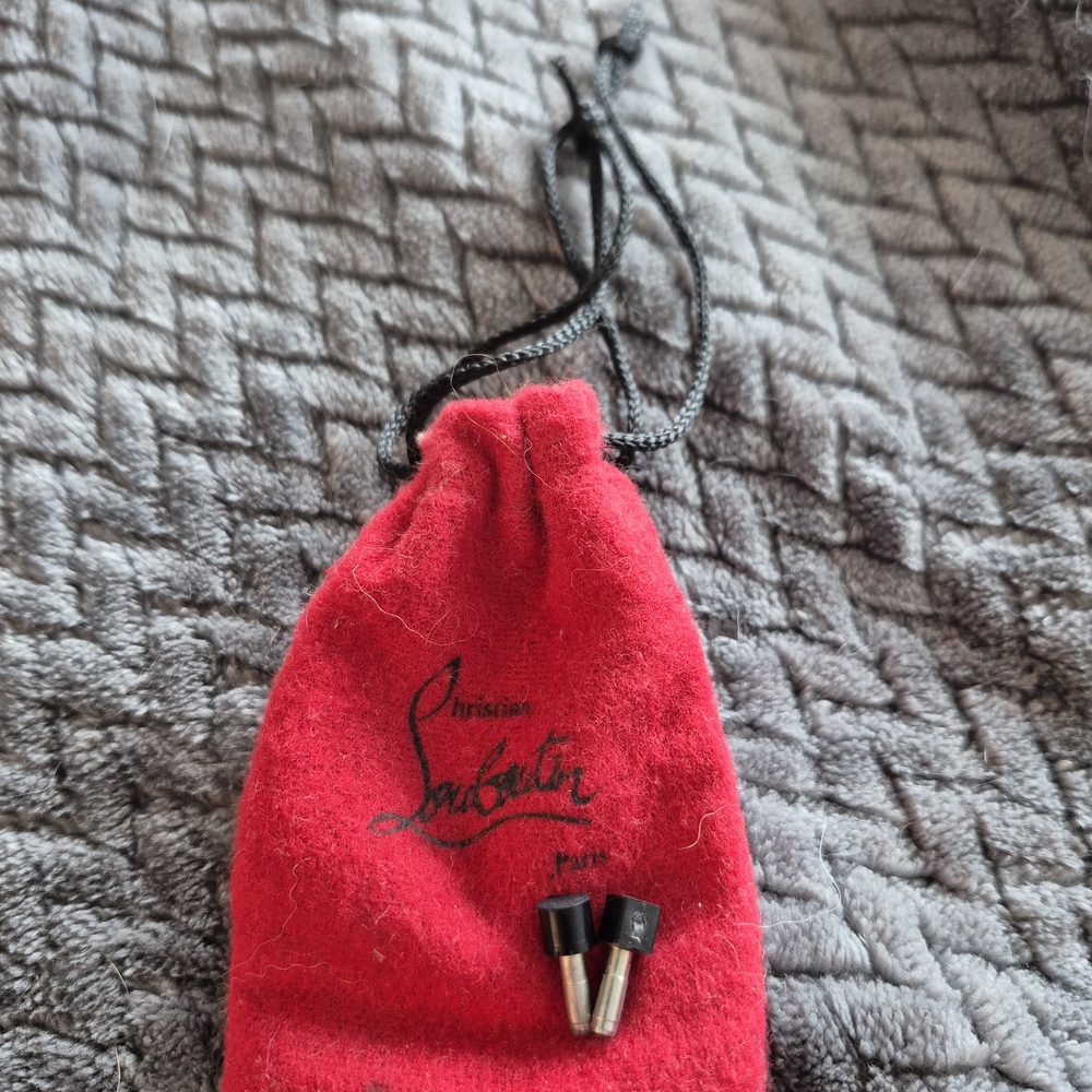 Christian Louboutin Red Velvet Pouch With Heel Tips